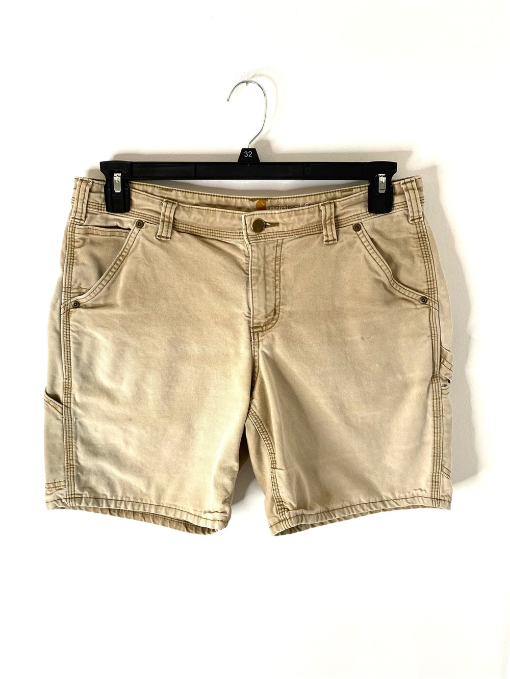 Carhartt Original Fit Beige Canvas Utility Shorts Cotton Workwear